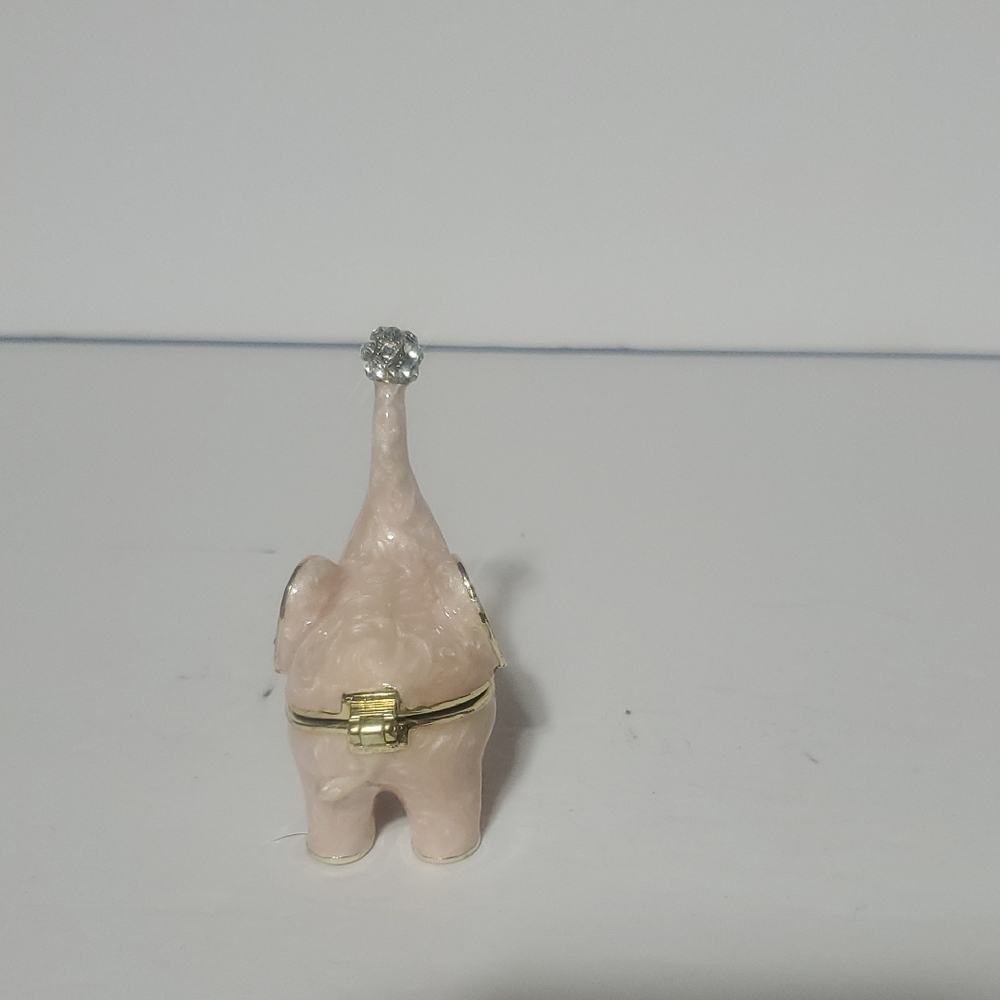 Pink Elephant Trinket Box With Gold And Silver Accents - Picture 4 of 7